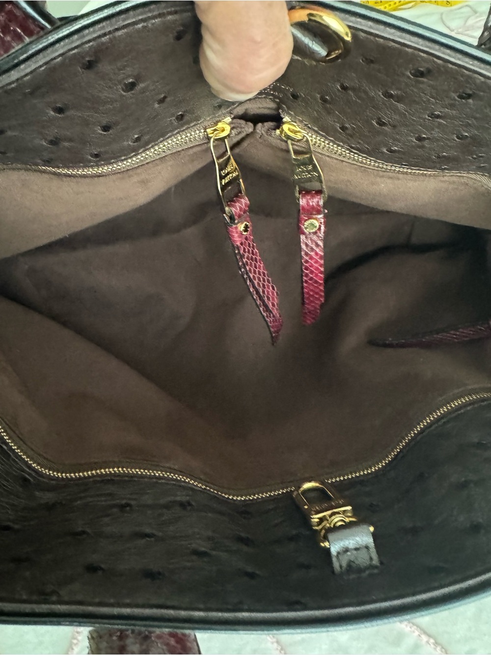 AUTHENTIC Louis Vuitton Monogram Quilted Satchel with Burgundy Handles - Picture 6 of 12